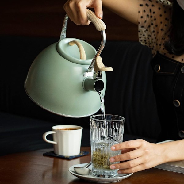 3L Vattenkokare i Rostfritt Stål med Visselpipa, Spishäll Induktionskokare, Tekanna Vattenkokare Kaffe Vattenkokare för Kök Gasspis, Induktionshäll