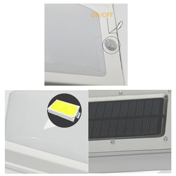 Solcelled vegglampe med 16 LED-lys, bevegelsessensor, utendørs