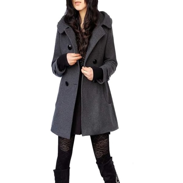 Dame grå jakke Trench Coat Vest Suit Lang frakke /L gray L