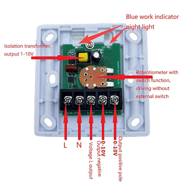 0-10V LED Dimmerbryter Erstatning Justerbar Lysstyrke LED Dimmer
