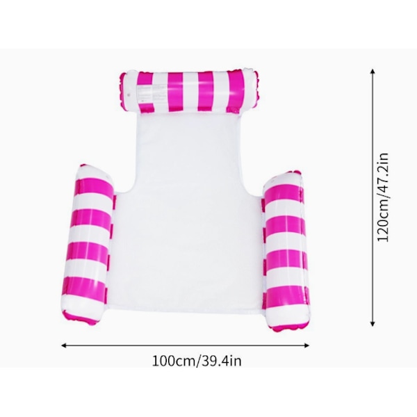 Uppblåsbar PVC luftkudde swimmingpool, swimmingpoolleksaker vattenhängmatta 4 i 1 vattenleksaker pooltillbehör, lämplig för flera scener Three-tube stripe rose red
