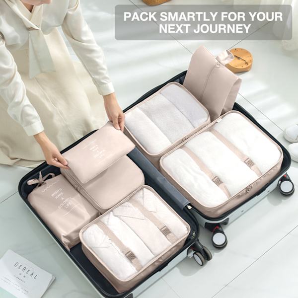 INF Organizer för resväska - Packningskuber och väskor 7 st Beige