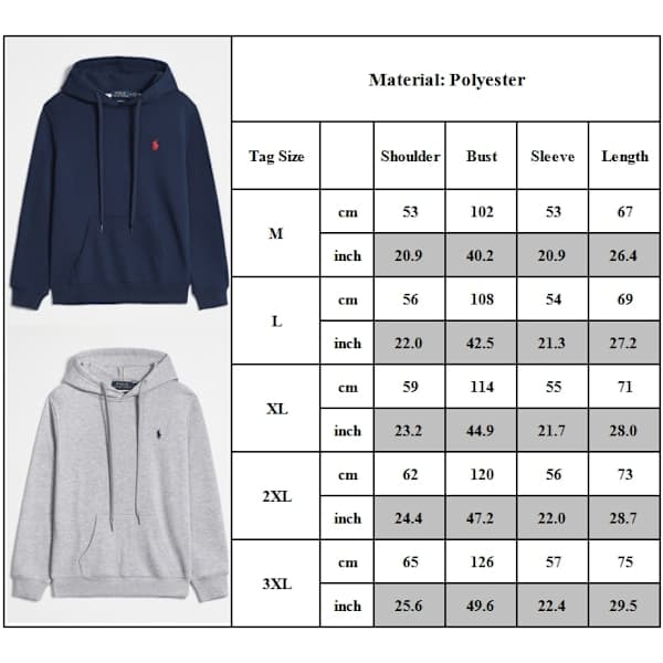 Långärmad hoodie för män, ledig sportpullover C 28XL D 3XL