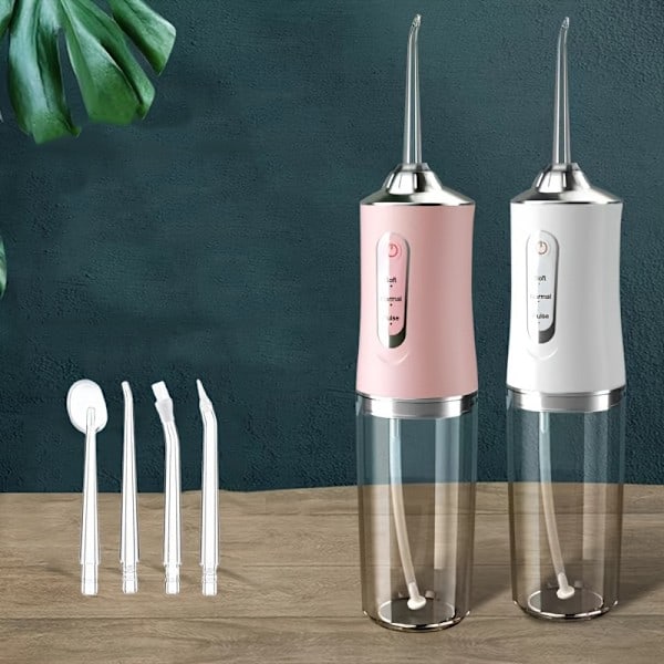 Intelligent Elektrisk Vattentrådsanordning med Exakt Tryckkontroll, 360° Roterbart Munstycke för Djup Rengöring av Tänder och Tandkött, Finns i Korallrosa pink