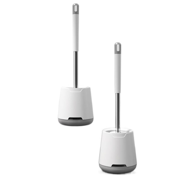 2-pack Borstar och Stativ för Toalett (Borste och Stöd för WC, Silikon), Vit 2 pcs