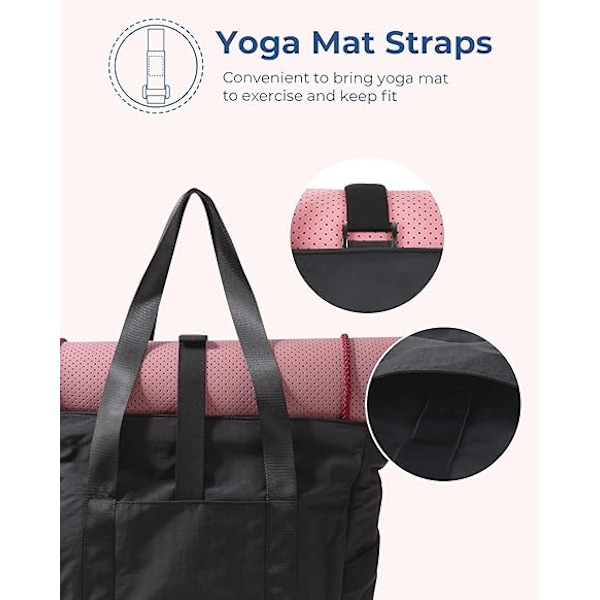 Toteväska för kvinnor med dragkedja, gymväska med fack, laptopväska för arbete, sjuksköterska, dans, yogaväska för sport, resor A-black- M