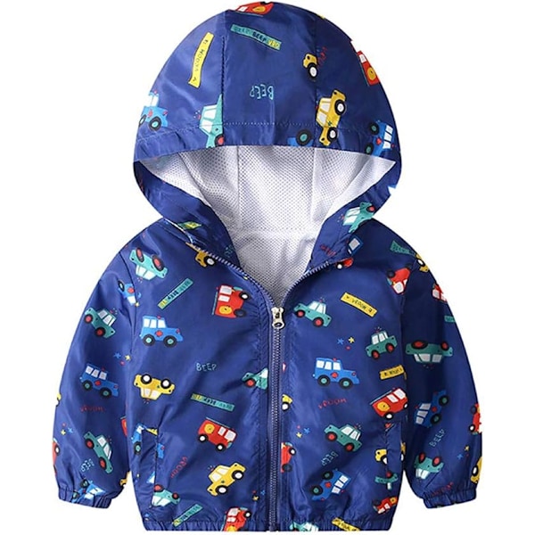 Barnvindjacka Pojk Casual Jacka Vår och Höst Tunn Jacka Cartoon Print Dragkedja 1-7 År
