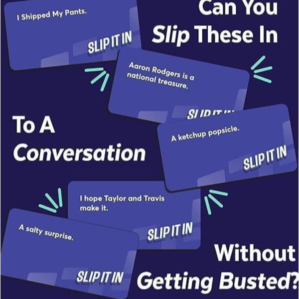 Et festspil til venner med \"Slip It in Card\" og forskellige opgaver og udfordringer