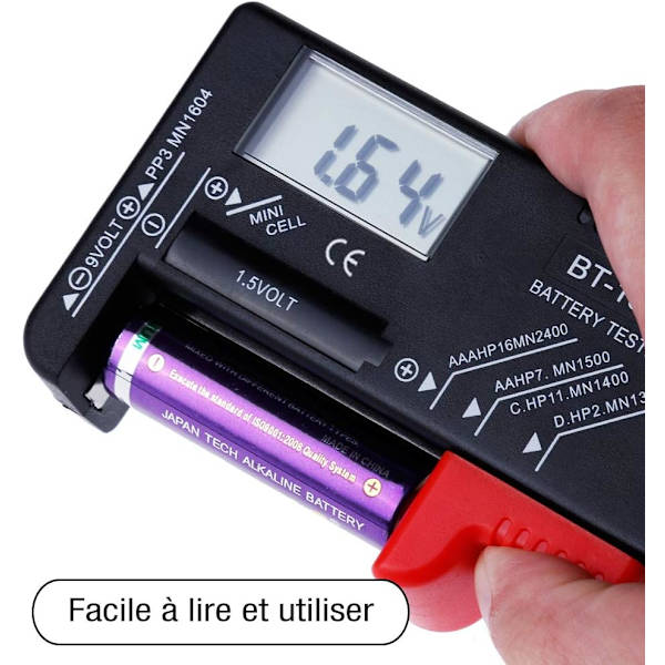 Digital Spændingstester Universal Batterier, Opladere, Knapceller