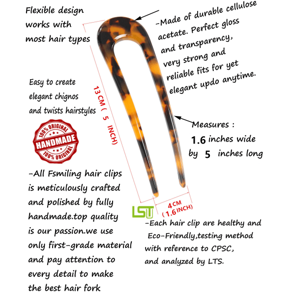 2-pack U-formade hårnålar Hårnålar 2-spets set Chignon stift för kvinnor
