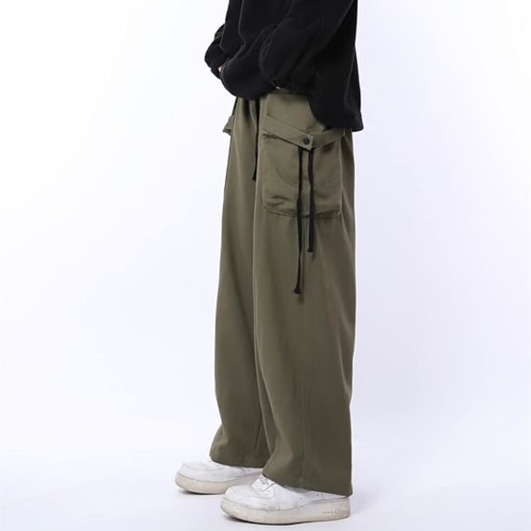 Grønne løse overalls til kvinder Vintage bukser med brede ben /XL green XL