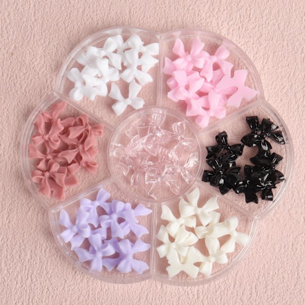 Färgglada rosett nageldekorationer plommonblomma låda kristall, 3D rosett färgglada nagelhänge set