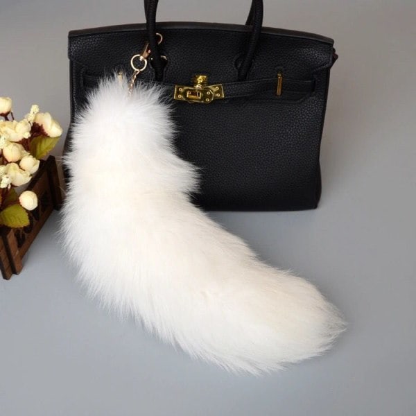Plush revhale nøkkelring Fyldig dyrehale nøkkelring Nøkkelring 40cm Dyrehale hvit white