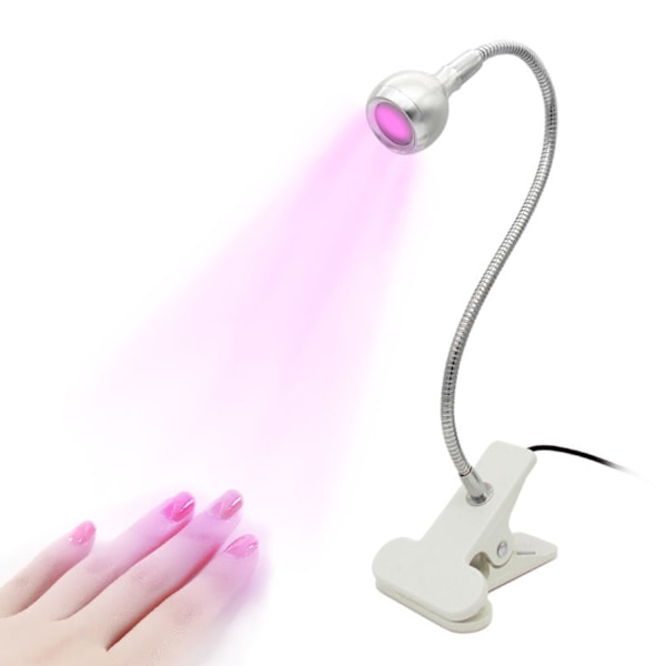 UV-nagellampa, 5W LED-nagellampa, UV-lampor för gelnaglar, nagellack för nagellack och gel, ultraviolett USB-LED med klämma Silver