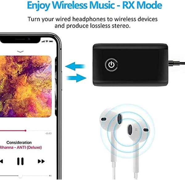 Bluetooth 5.0 Adapter, Bluetooth 5.0 Transmitter Bluetooth Transmitter Receiver med Støjreduktion til Højttalere MP3/MP4 DVD Stereoanlæg