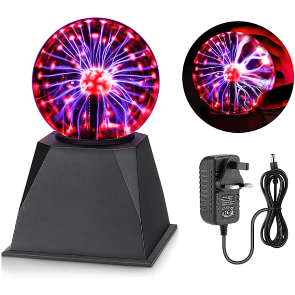 Plasma Ball 4 tommer, Berørings- og lydsensitiv plasmalampe, Vitenskapssett for barn, Flott pedagogisk gave til gutter, Magisk nattlys