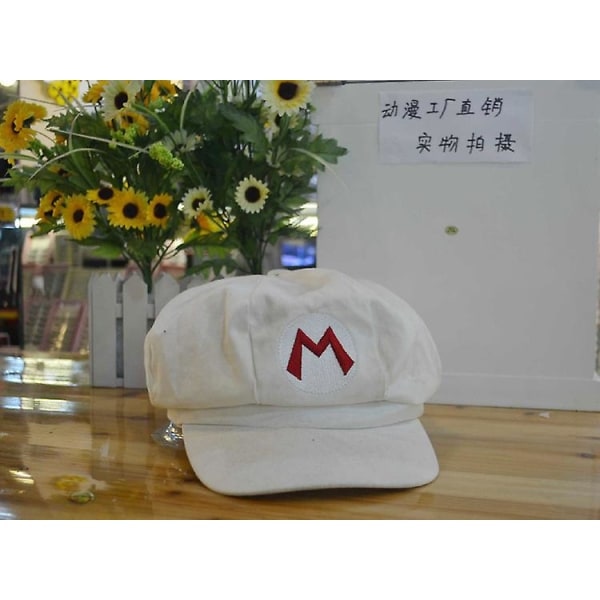 Luigi Bros Brev Tryckt Hatt, Cosplay Hatt - Vit White