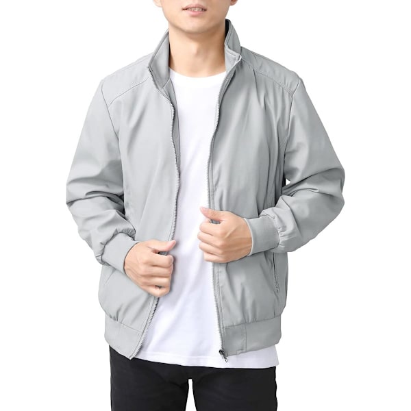 Herre Sommer Bomber Jakker Casual Lett Vindjakke Sportsjakke Cargo Yttertøy L Grey