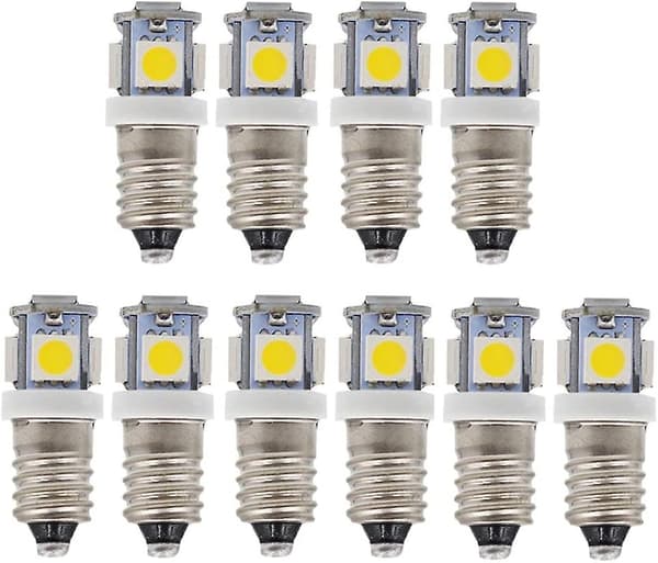 10st E10 6v Kallvit LED-lampor 5smd 0.5w 50lm Lampvarmvit