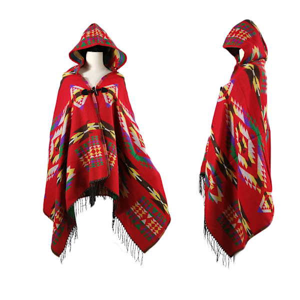 Damernas Mode Croissant-Knapp Bohemisk Frieze Cashmere Blended Huva