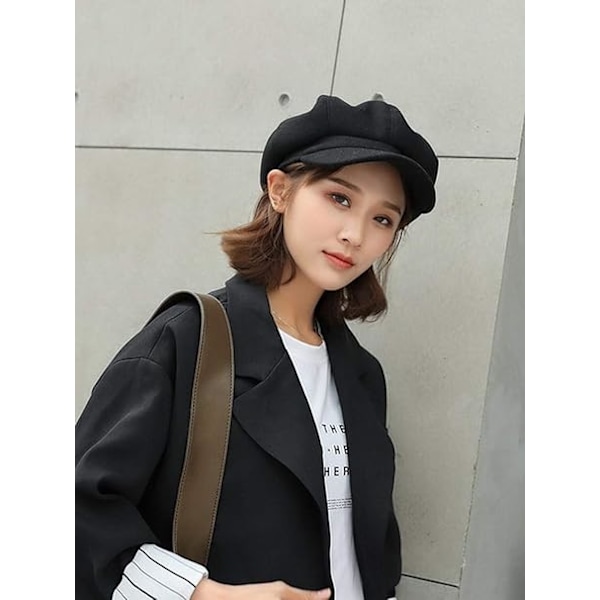 Dam Newsboy Hatt Cabbie Keps Skärm Beret Toppig Vinter