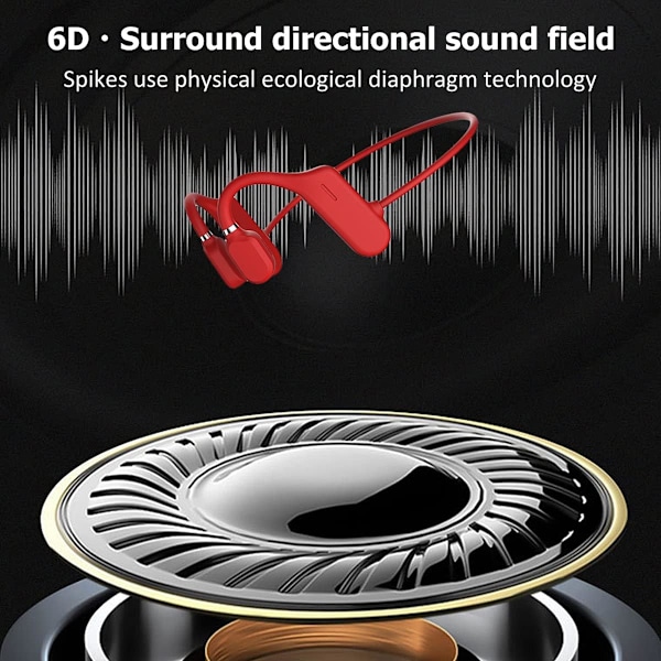 Luujohtokuulokkeet Bluetooth Open Ear Langaton HiFi Stereo -kuulokkeet mikrofonilla urheiluun, kuntoiluun, pyöräilyyn, juoksuun, ajamiseen (punainen) Red