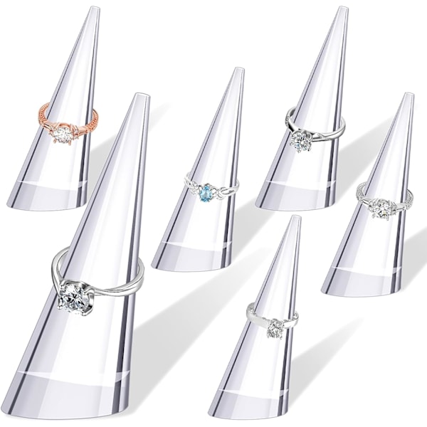 6 stk. akryl ringholder ringdisplay, akryl ringdisplay stand sæt, klar fingerringe show stand ringdisplay udstillingsvindue display stand til smykker