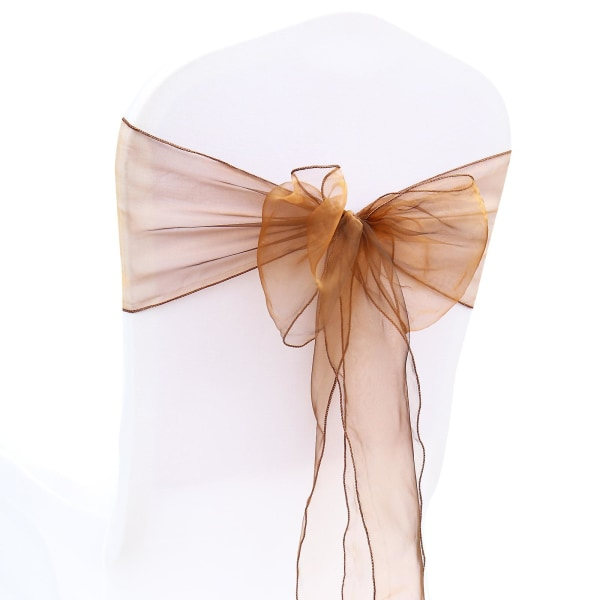25 stk Sorganza Sashes Dekk Tulle Bue Sash Tie Bånd Bryllupsfest Kaffe Coffee