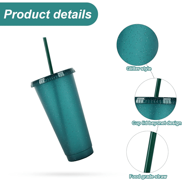 Återanvändbara Plastkoppar 5 St Drinkware Tumlare Färgade Akrylkoppar Tumlare med Lock och Sugrör Plast Bulk Isade Plast Kalla Vatten Tumlare Isade 710ml a