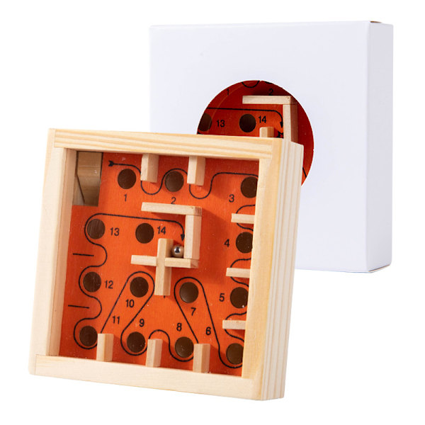 Træ labyrint brætspil Montessori legetøj marmor labyrint voksne børn og teenagere intelligens kugle kugle balance koncentrationsspil pædagogiske legetøj Orange