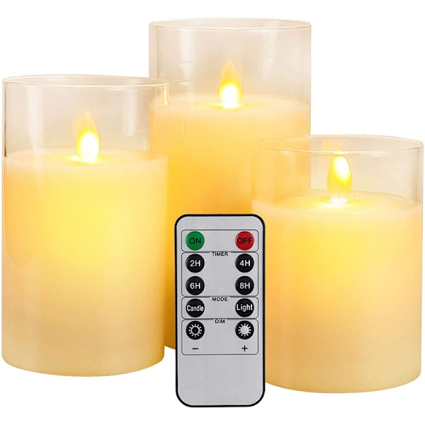 Candle Flameless Led Candles Light Flickering,Real Wax Fake Wick Moving Flame Faux Wickless Pillar,with Timer Remote, for Halloween Decorations