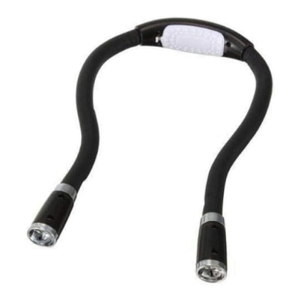 LED-läslampa, flexibelt LED-nattljus surround-neck-batteri (svart svart rör) vit