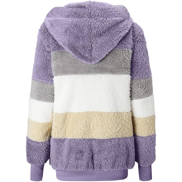 Hooded Jacket Dam Teddy Fleece Jacka Övergångsjacka med Huva med Fickor Dragkedja Höst Vinter Plyschjacka Fleecejacka Vinter