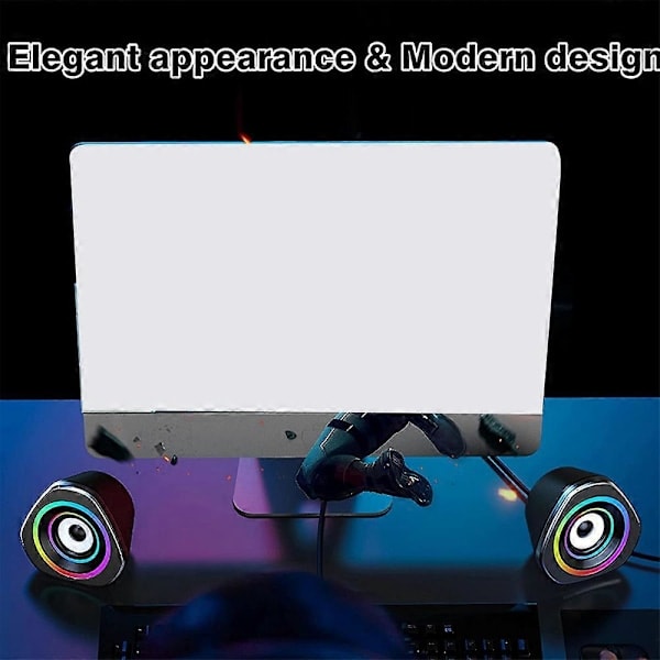 Datorhögtalare PC Skrivbordsdator Laptop Högtalare RGB-ljus USB-driven Volymkontroll för PC/Laptops/Skrivbordsdatorer