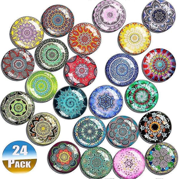 Kylskåpsmagneter - Dekorativa 3D-glas anslagstavlemagneter med Mandala