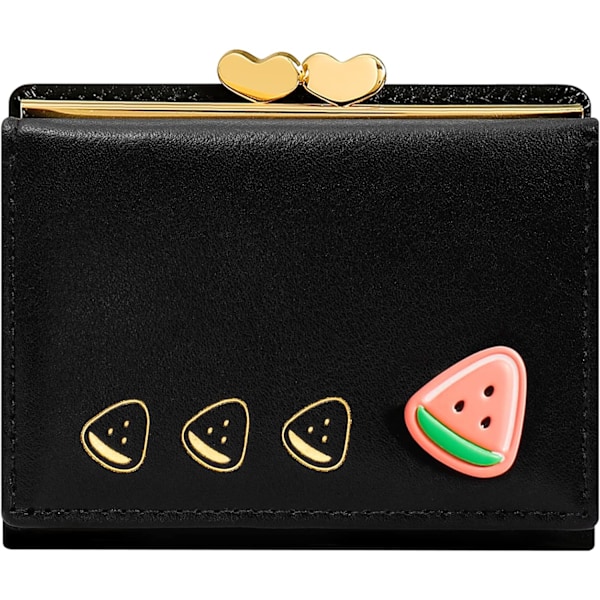 Damplånbok, Konstläder, Liten Bifold-plånbok med RFID-blockering, 7 Kortfack, 1 Sedelfack, 1 ID-fönster Black