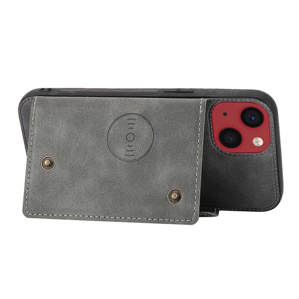 For iPhone 14 Plus Dobbelt Spænde Kort Slots PU+TPU Telefon Cover