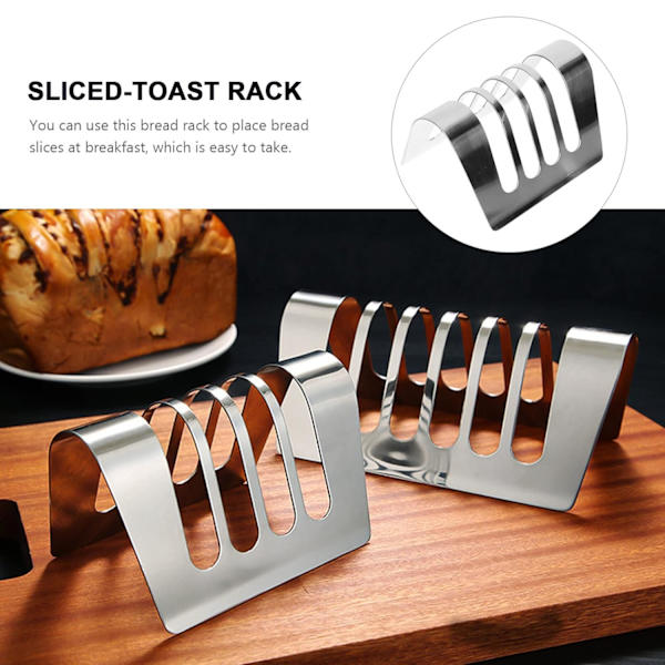 1 stk Brødrist i Rustfritt Stål, Toast Holder, 4 Skiver, Bordstativ for Ristet Brød, Brødrist i Metall, Bakestativ, Frokost 4 kortplatser