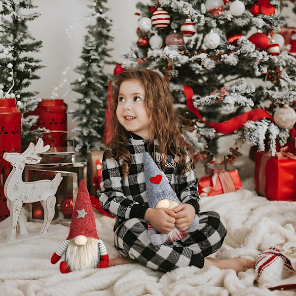 2-pack Jultomtar i Plysch, Santa, 9,5 tum Julgonk Dvärg Elf Figurer Julpynt Bordsprydnad för Semesterfestivaltillbehör