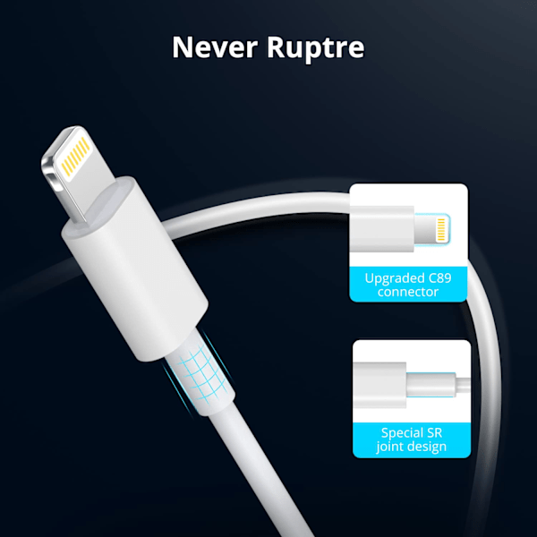 USB C till Lightning-kabel 1M iPhone Snabbladdningskabel USB-C Laddningssladd för iPhone 13/12/12 PRO Max/12 Mini/11/11PRO/XS/Max/XR/X/8/8Plus/iPad
