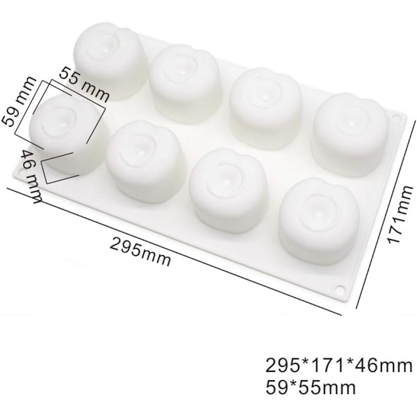Kakeform Silikonform Dessertform 8 Huller Silikon Kirsebær