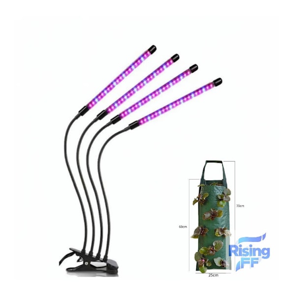 3 Farve Plantelys/Vækstlys med Fleksibel LED Fluorescerende Rør, 1 Pakke, til Plantevækst (med 8 Spireposer)