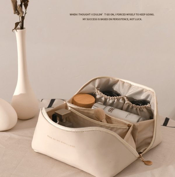 Sminkväska/Organiserare - Resevänlig Bärbar Sminkförvaringsväska Milk apricot white