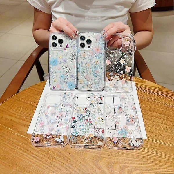 Friskt lite blomstrete deksel med limbeskyttelse for iPhone 15