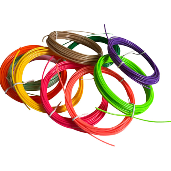 10-pak - 3D Fleksibel PLA Filament - 5m, 10 Farver 50m 10 colors