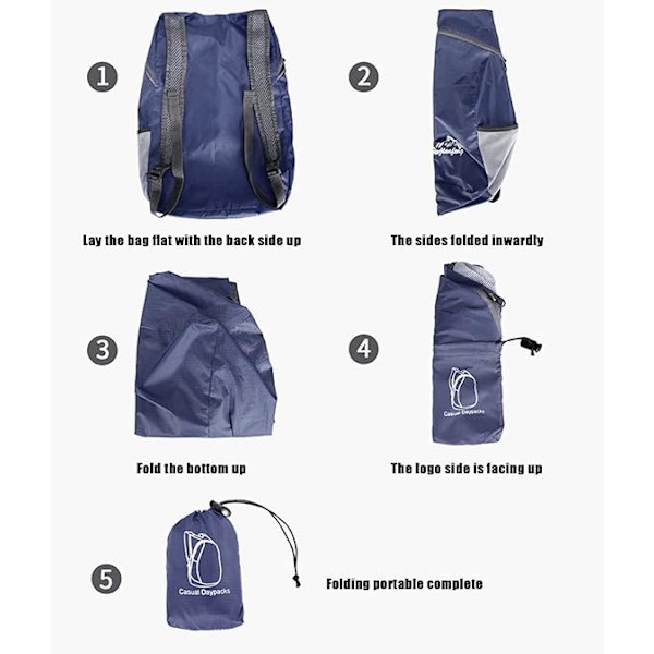 Ultralätt hopfällbar ryggsäck, liten vandringsryggsäck, slitstark lätt packbar ryggsäck för män kvinnor, för utomhussporter resor navy Blue
