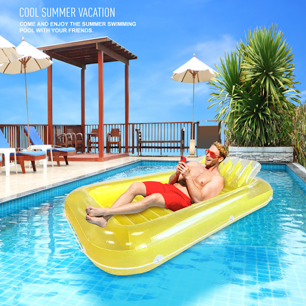 YATOUT Joy Stor Uppblåsbar Flytande Solstol för Pool, Solsäng, Uppblåsbar Solmadrass, Kan Användas Utomhus, Trädgård, Bakgård Transparent yellow