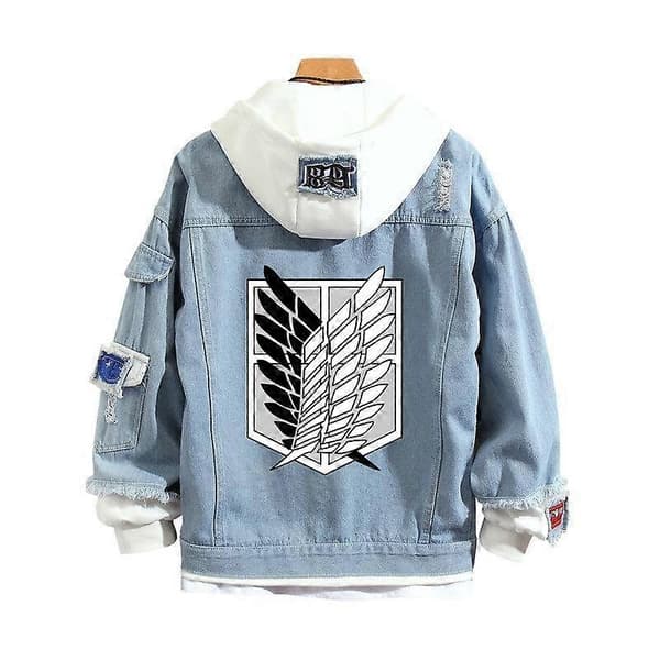 2023 Attack on Titan Jacka Casual Denimjacka för Män och Kvinnor blå S S blue