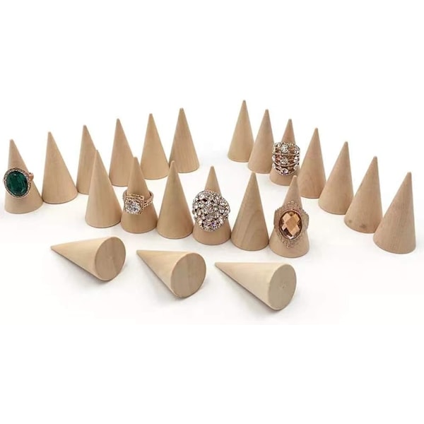 10 stk. Træ Ring Display Kegle Ring Holder Tårn Ring Stand Display Stativer til Vielsesringe Smykkeudstillinger