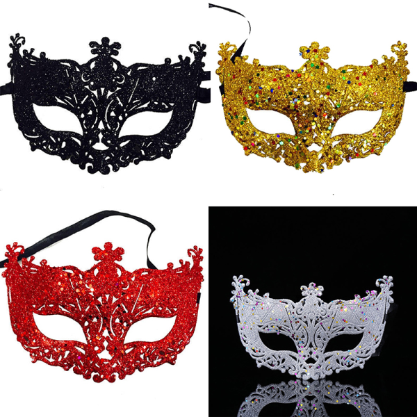 Lyxig Venetiansk Maskeradmask för Kvinnor och Flickor - Sexig Rävmask i Guld, ONESIZE Guld
